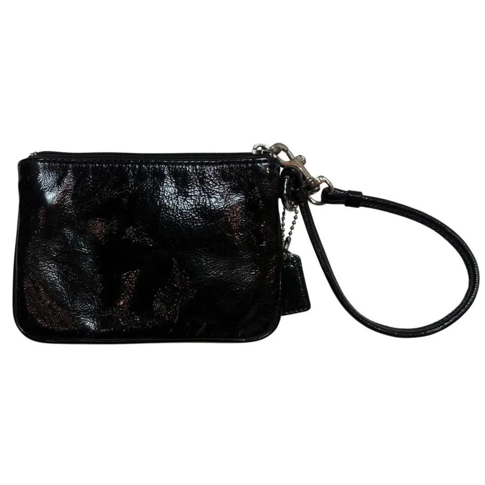 Coach Julia Wristlet Wallet Clutch Black Patent Leather